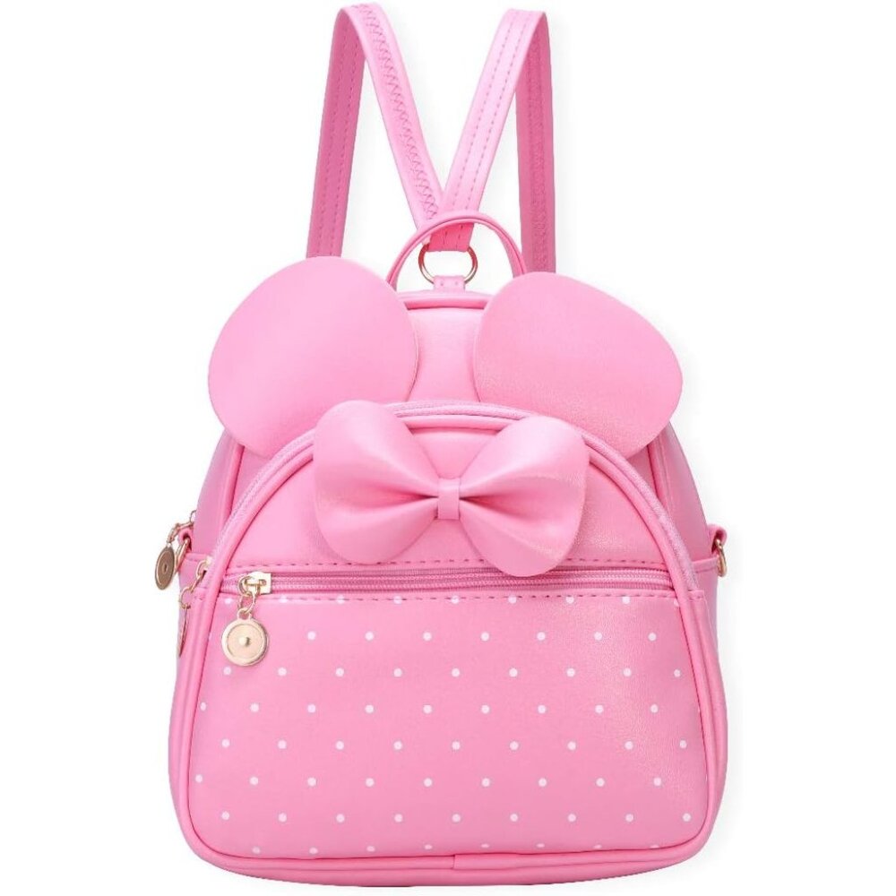 Girls Mini Backpack Bowknot Polka Dot Cute Small Daypacks Convertible Shoulder B